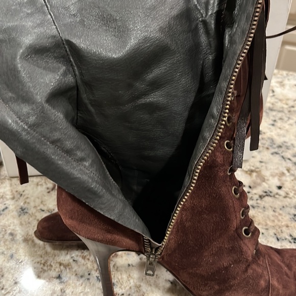 BEBE Suede Heeled Fringe Boots, size 7.5 - Picture 16 of 16